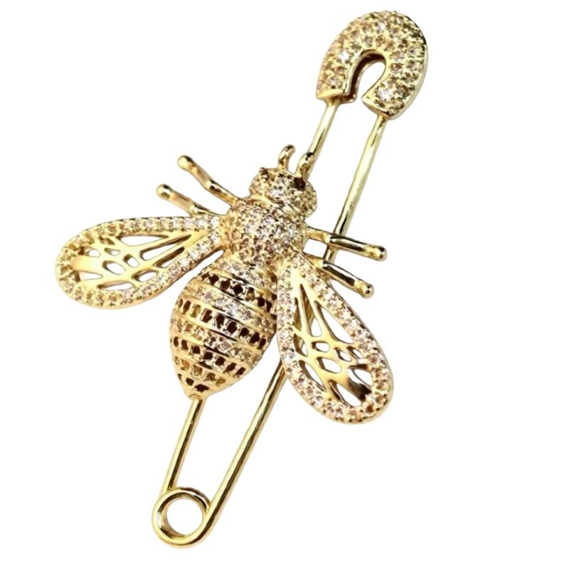 Gouden glitter bijen broche Queen Bee - Capuchon Fashion