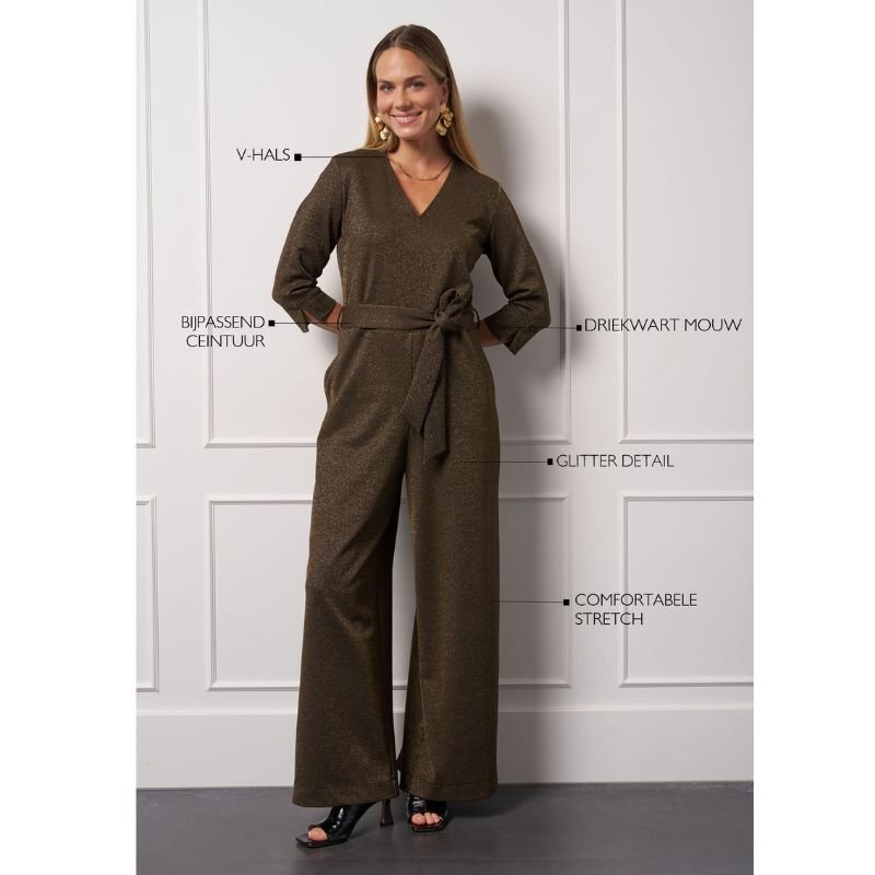 Gouden jumpsuit Odessi sparkle - Capuchon Fashion