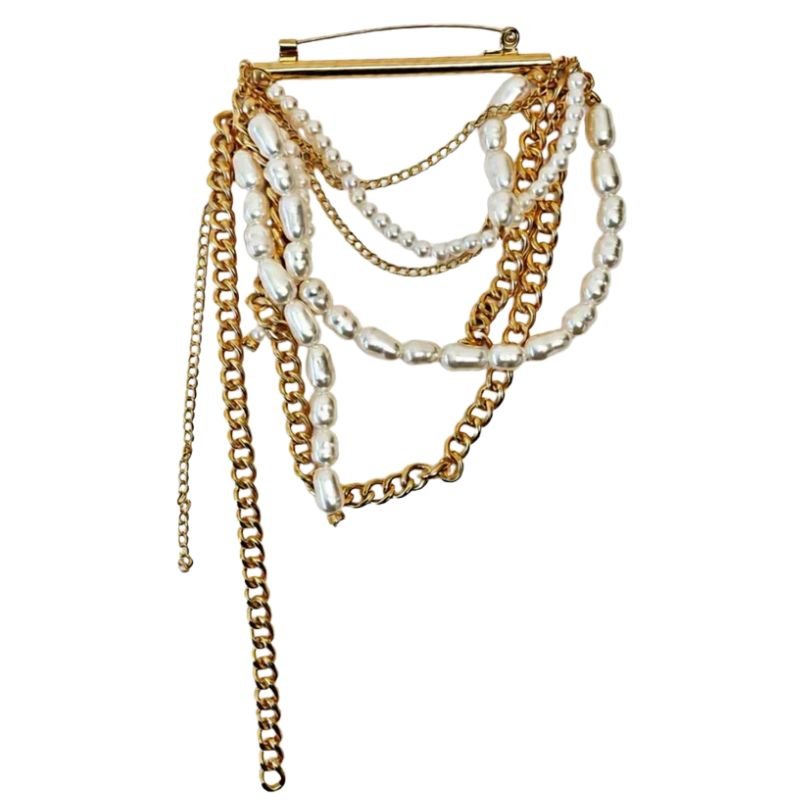 Gouden luxe pareltjes broche Micha - Capuchon Fashion