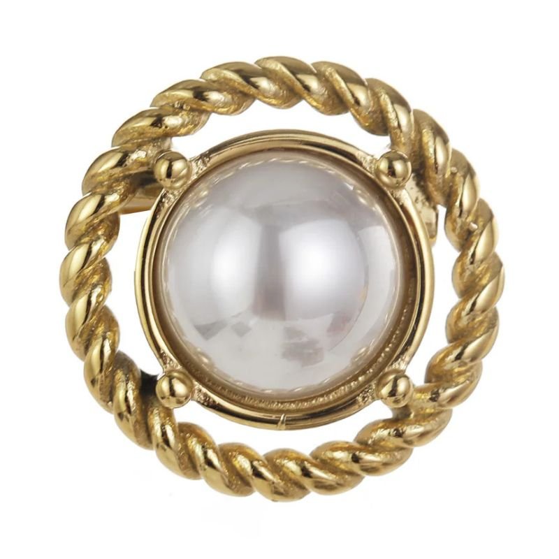 Goudkleurige vintage parel broche - Capuchon Fashion