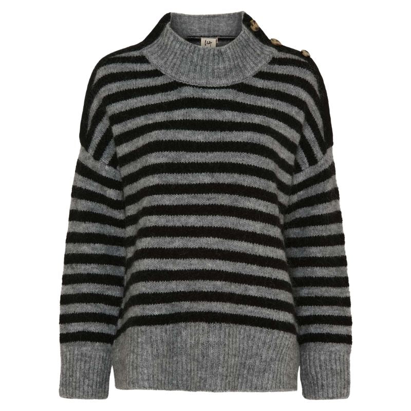 Grijs gestreepte pullover Anna - Capuchon Fashion