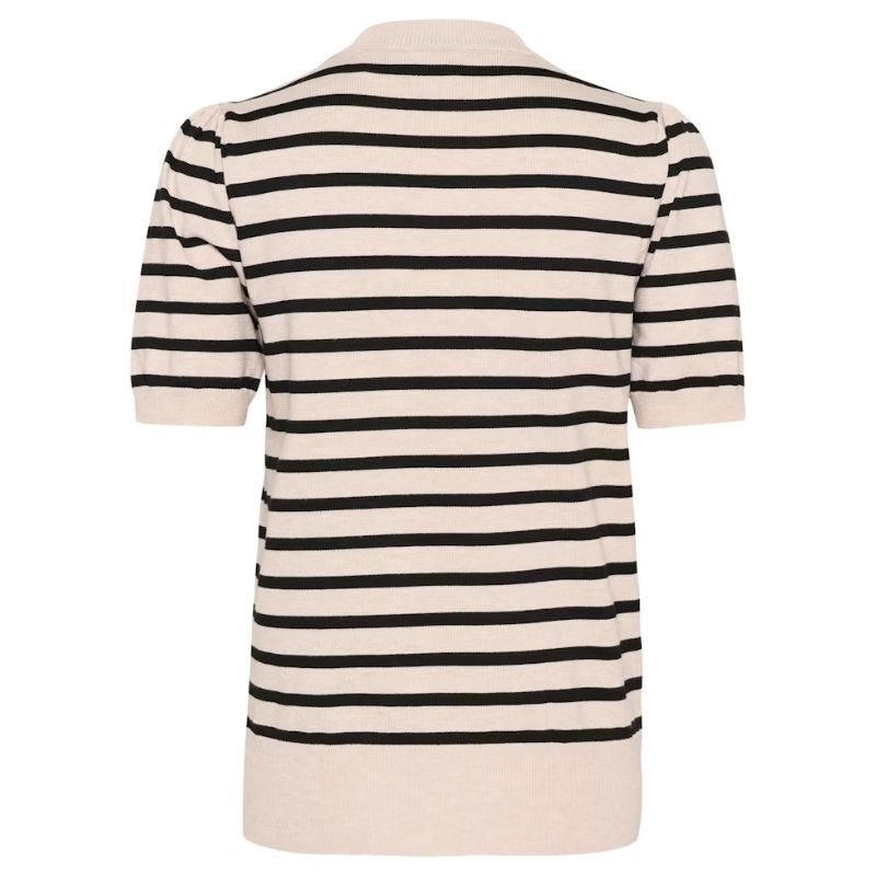 Grijsbeige gestreepte pullover Mila - Capuchon Fashion