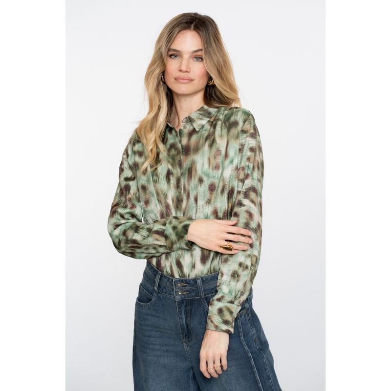 Groen geprinte blouse 53659 - Capuchon Fashion