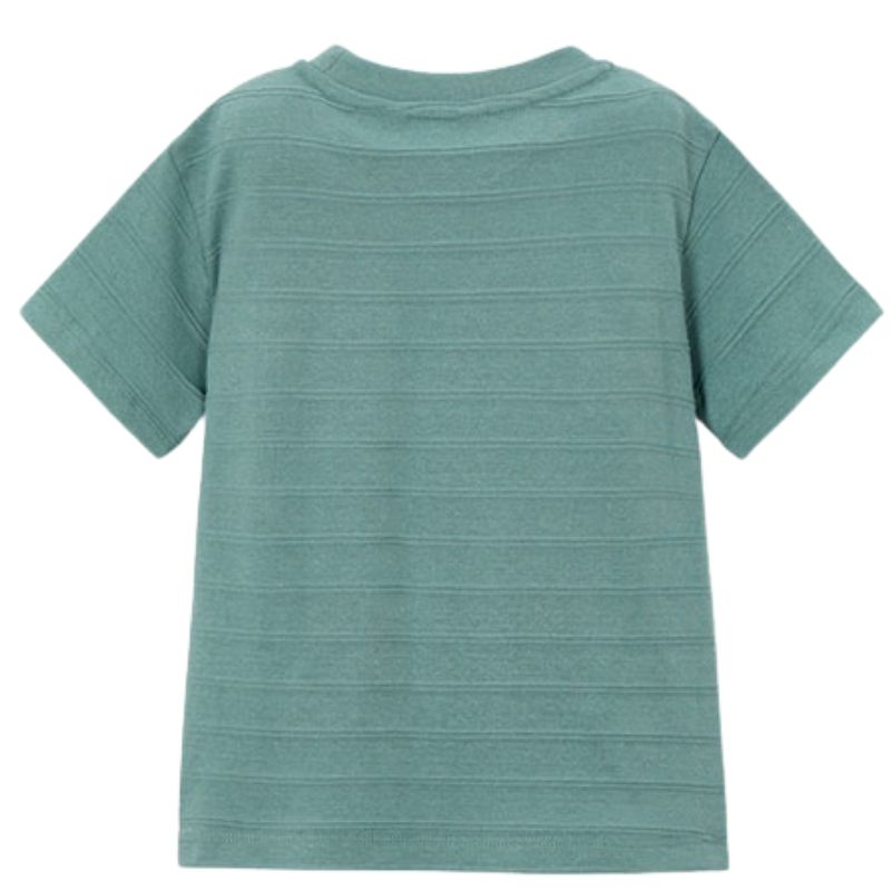 Groen korte mouw t-shirt met streep 3061 - Capuchon Fashion