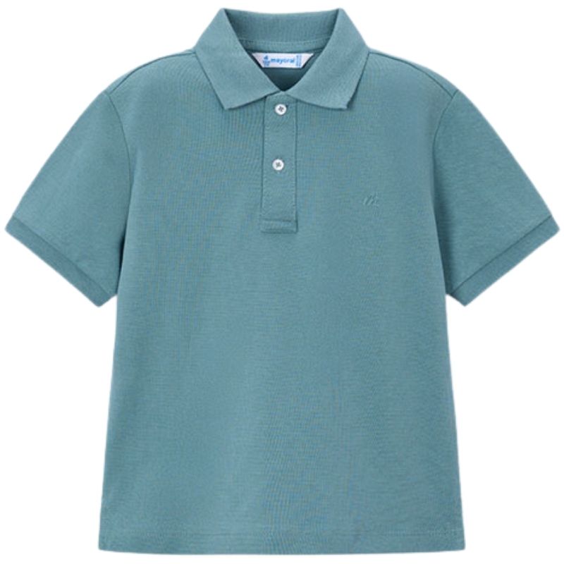 Groenblauwe basic korte mouw polo 150 - Capuchon Fashion