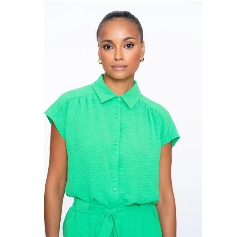 Groene crinckle blouse 53145 - Capuchon Fashion