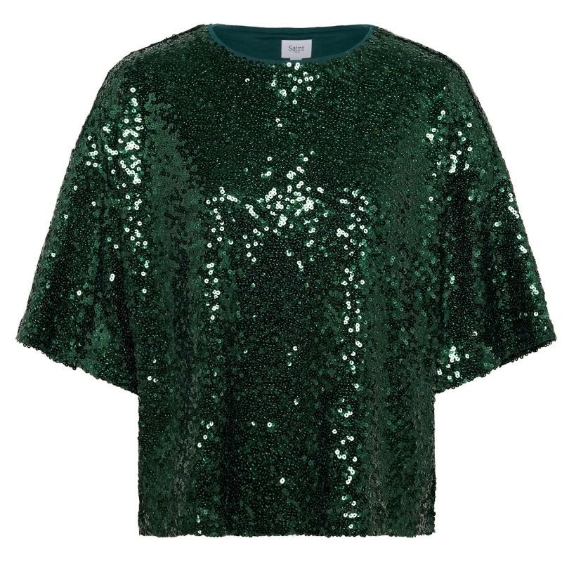 Groene glitter pailletten top Myra - Capuchon Fashion