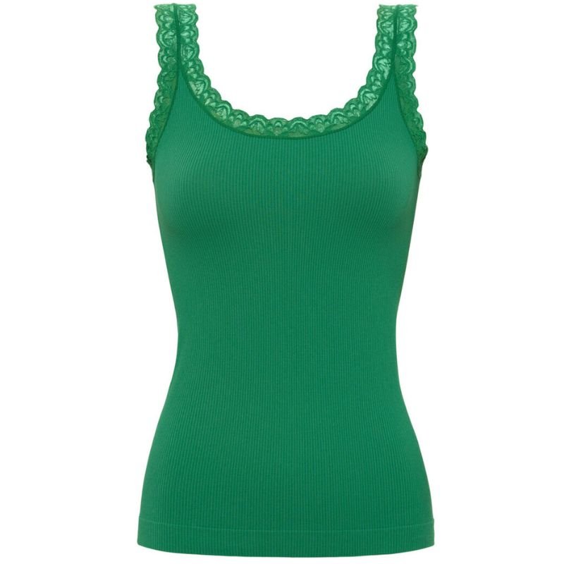 Groene microfiber rib top Frida - Capuchon Fashion