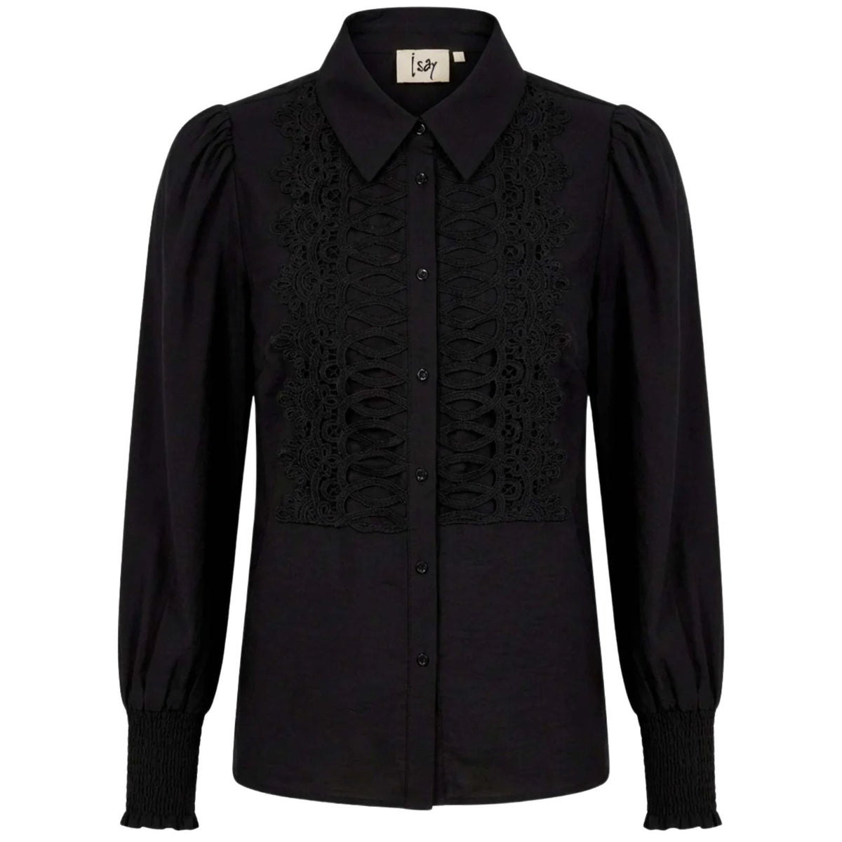 Zwarte kanten viscose blouse Oriana