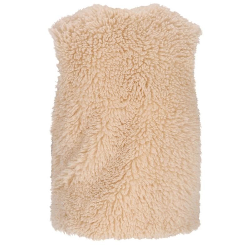 Ivoorwitte furry bont gilet Kath - Capuchon Fashion