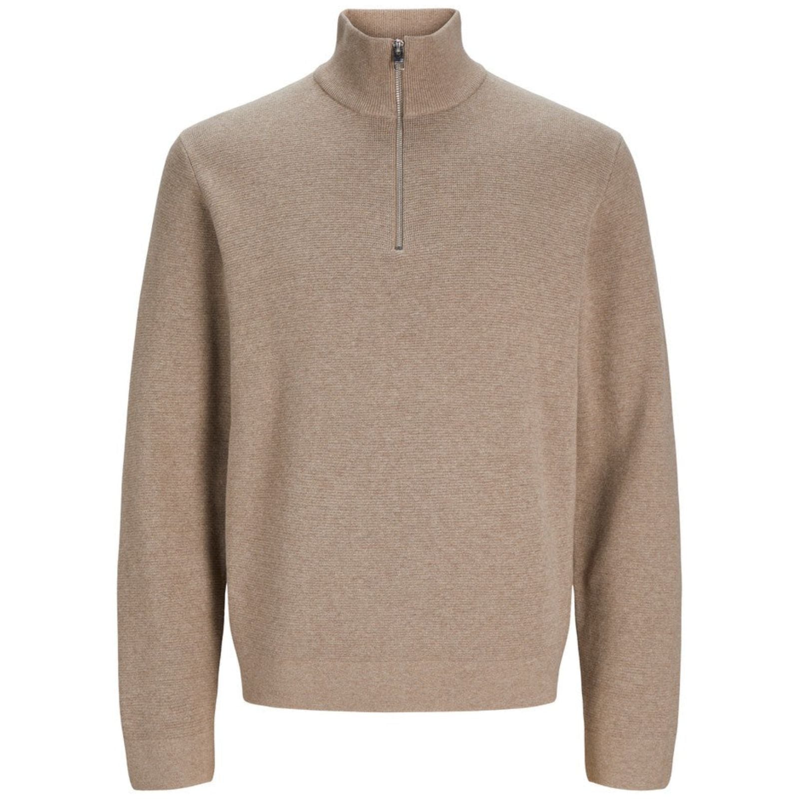 Greige Melange knit half zip Blamilano Stitch