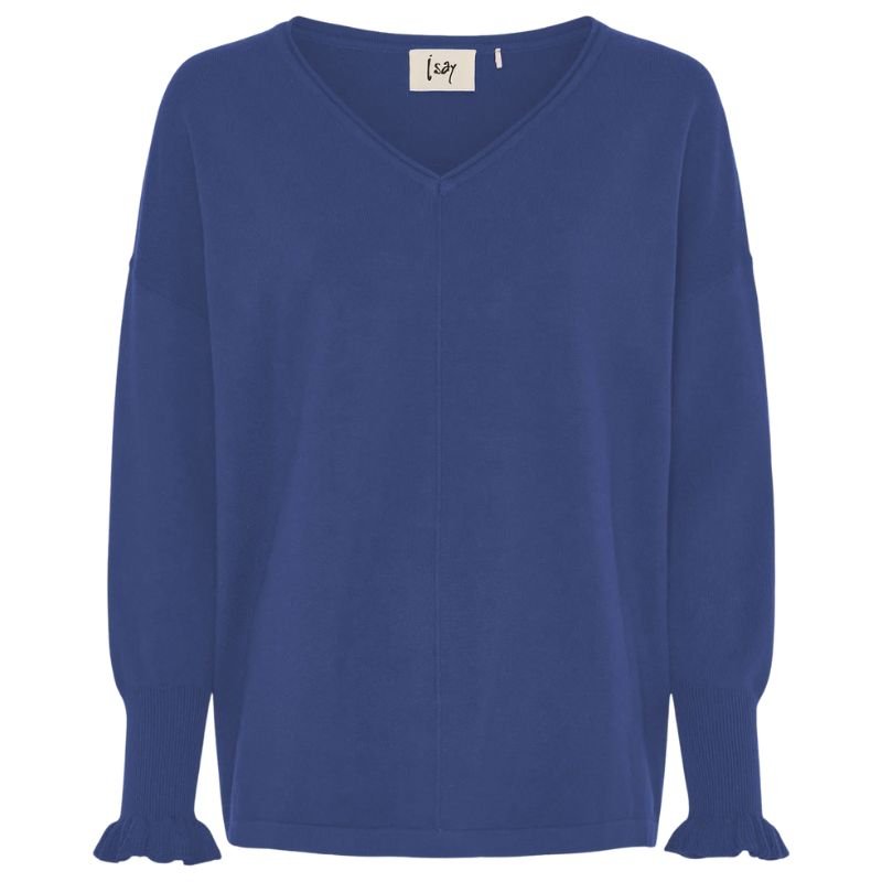 Jeansblauwe pullover Frigga Smock - Capuchon Fashion