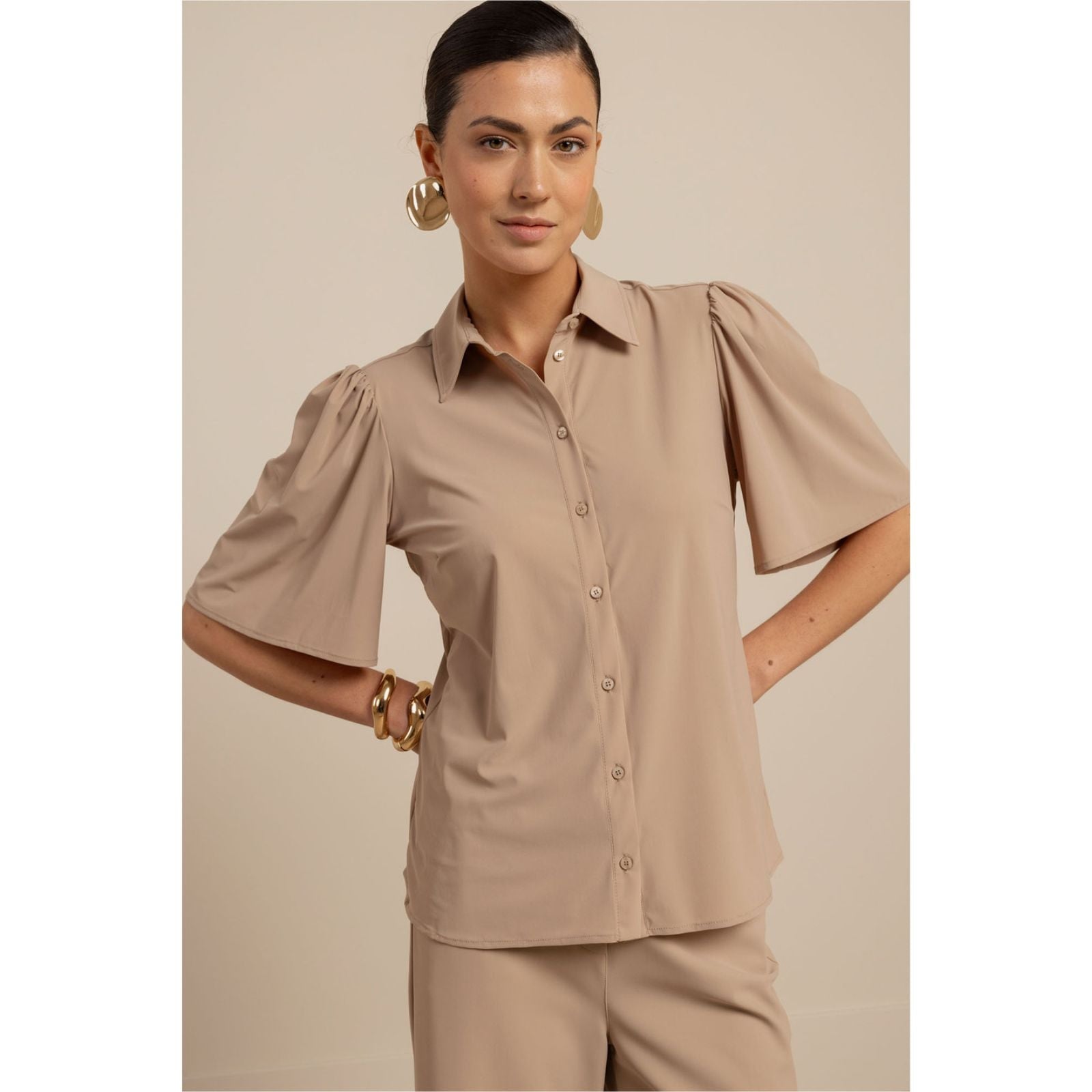 Latte travel blouse Poppy butterfly - Capuchon Fashion