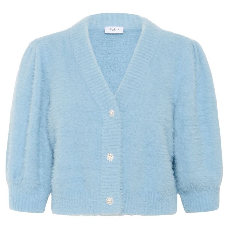Lichtblauw fluffy cropped vest Banni - Capuchon Fashion