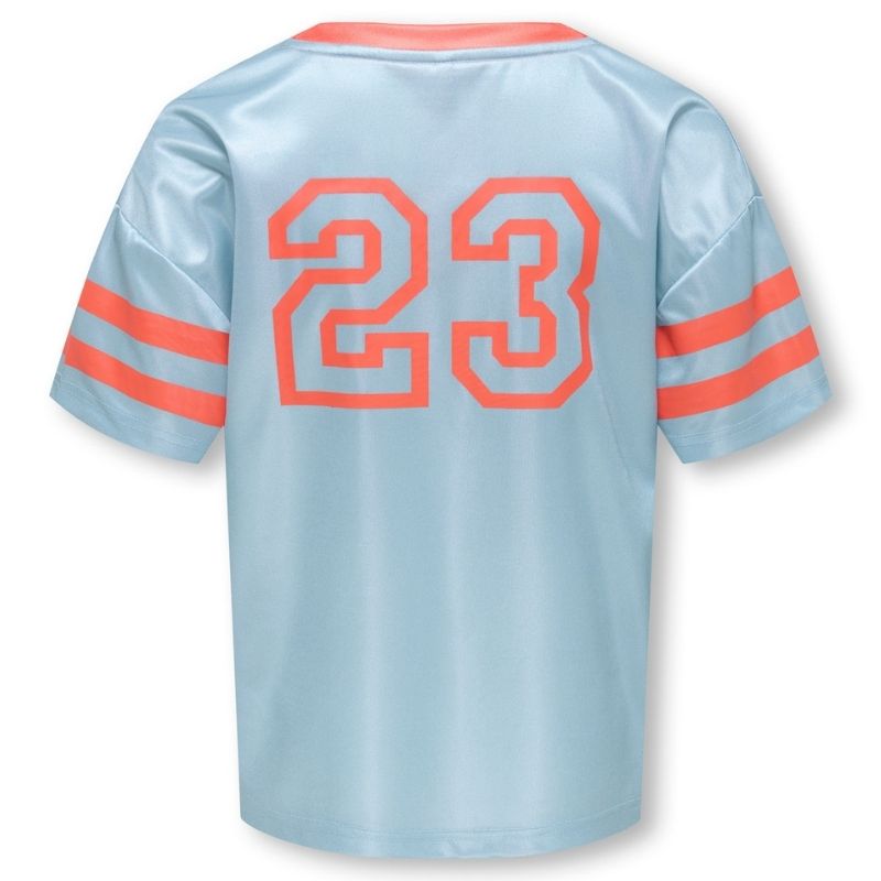 Lichtblauw met oranje sporty top Lulu - Capuchon Fashion