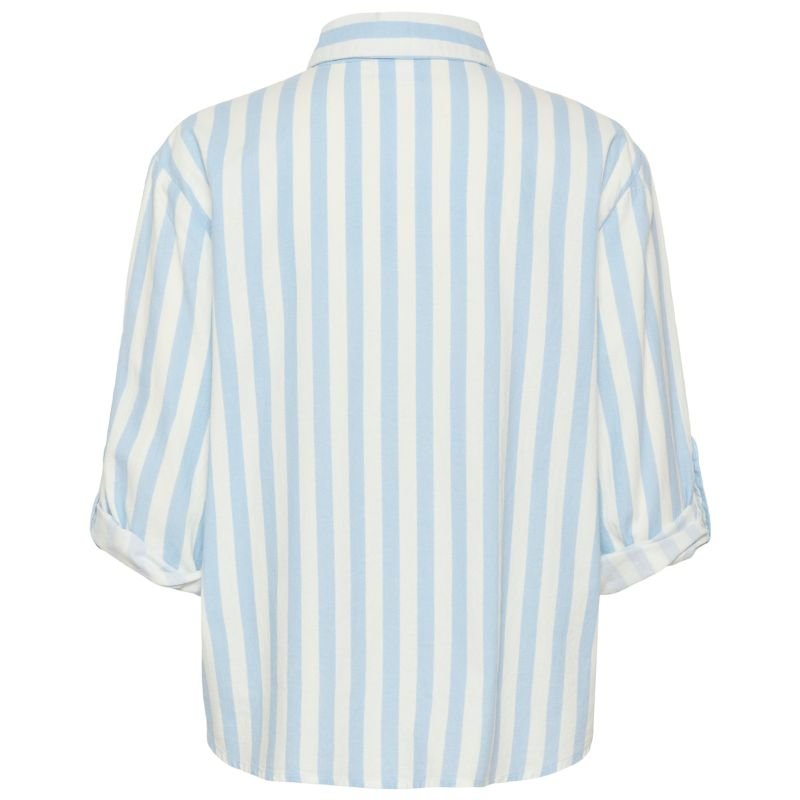 Lichtblauw met wit gestreept shirt Zalinda - Capuchon Fashion