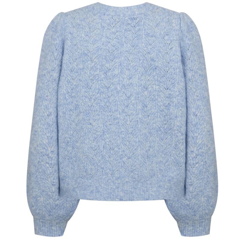 Lichtblauwe fijngebreide pullover Sevalin - Capuchon Fashion