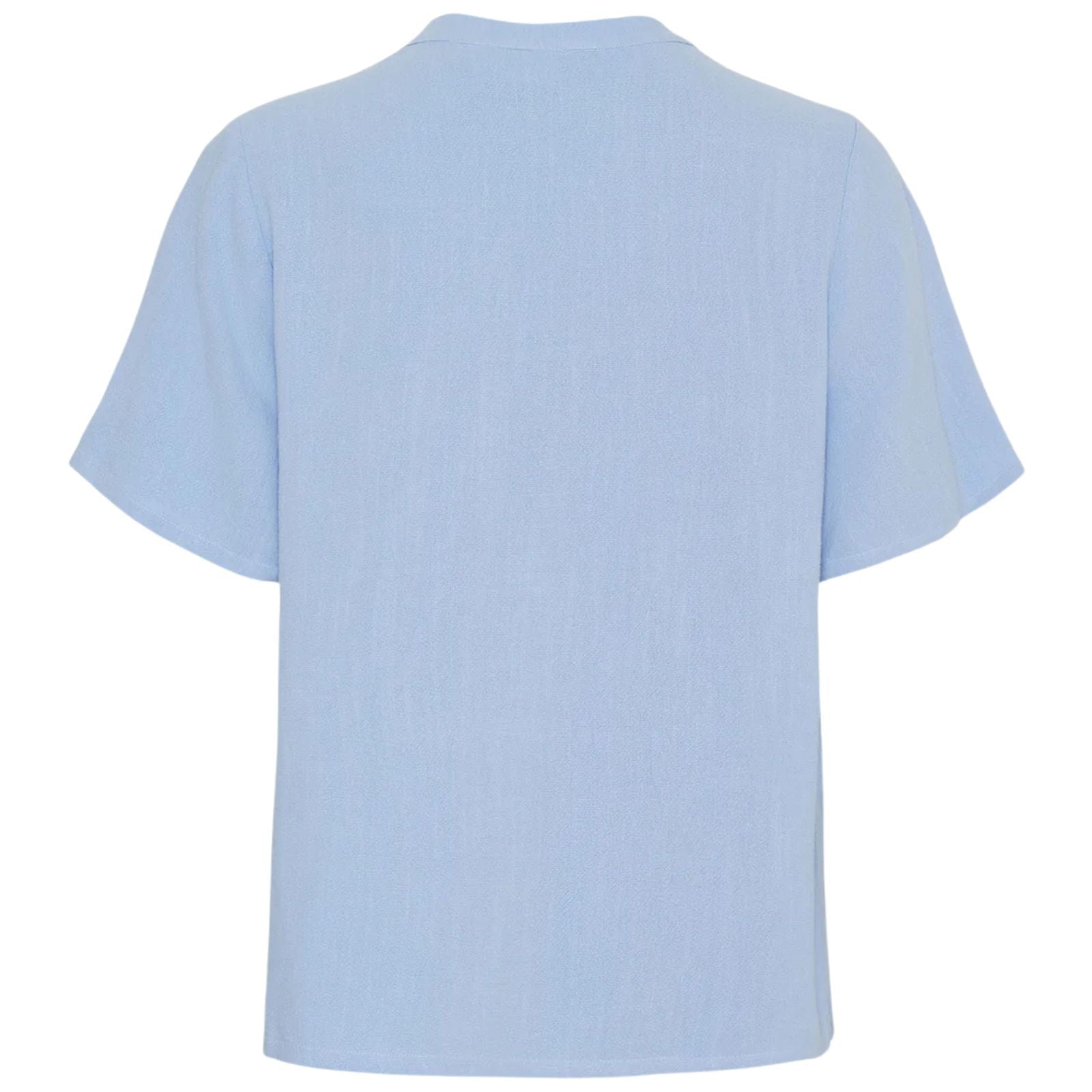 Lichtblauwe korte mouw linnen blouse Pearl - Capuchon Fashion