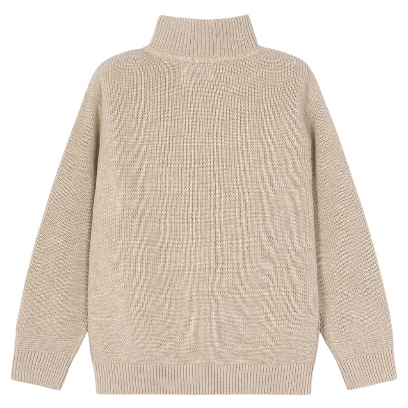 Lichtbruin fijngebreide zip sweater - Capuchon Fashion