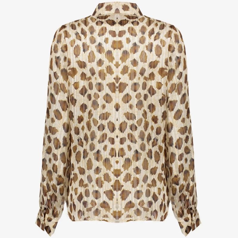 Lichtbruin geprinte blouse 53919 - Capuchon Fashion