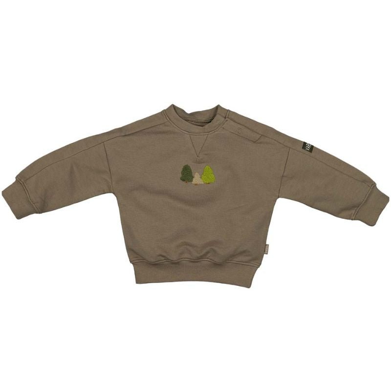 Lichtbruin geprinte sweater Pine Trees - Capuchon Fashion