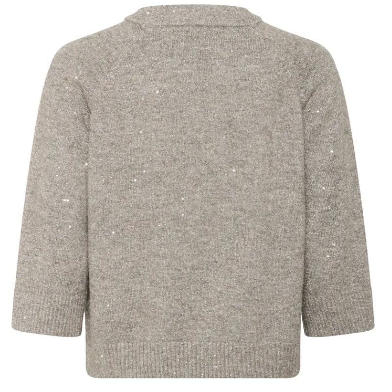 Lichtbruine fijngebreide glitter pullover Nova - Capuchon Fashion