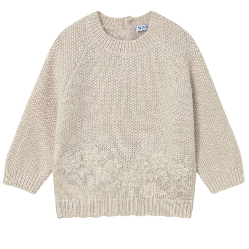 Lichtbruine flower textured jersey - Capuchon Fashion