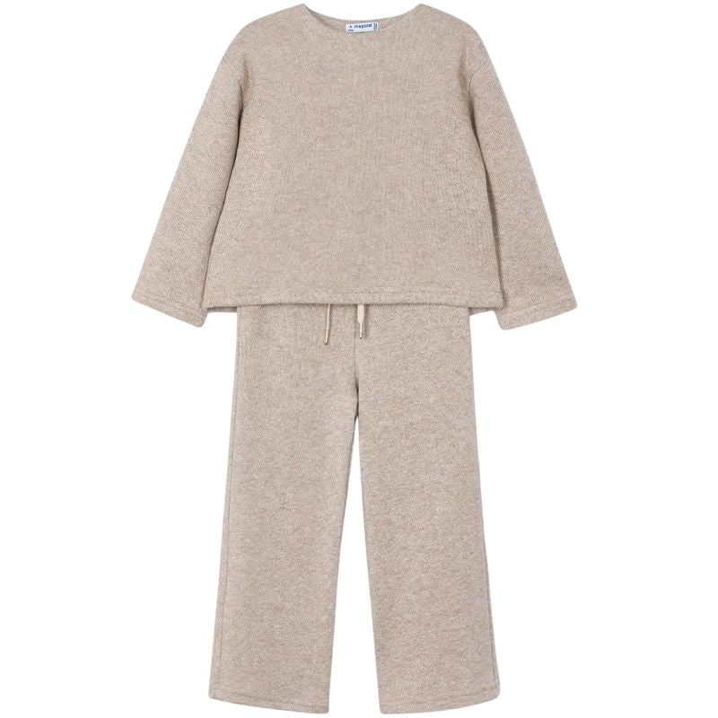 Lichtbruine glitter knit pants set - Capuchon Fashion