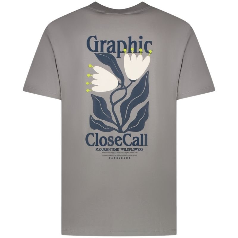 Lichtgrijs ronde hals backprint t-shirt Pluyo - Capuchon Fashion