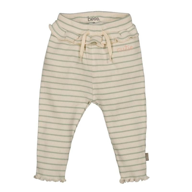 Lichtgroen gestreepte broek Rib - Capuchon Fashion