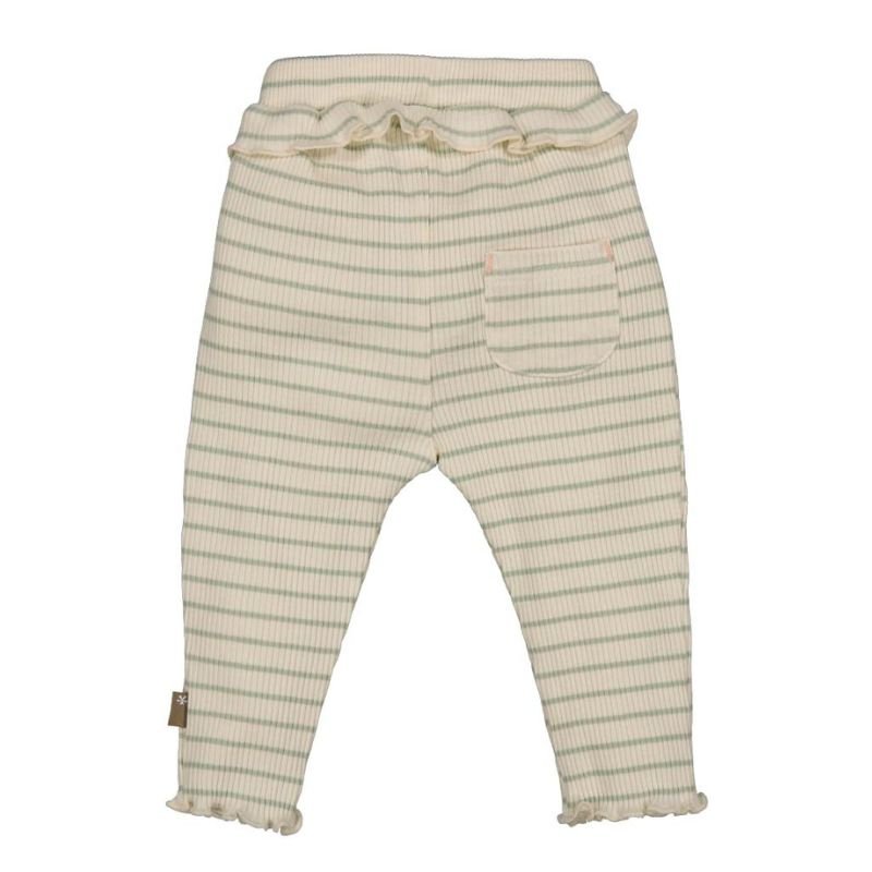 Lichtgroen gestreepte broek Rib - Capuchon Fashion