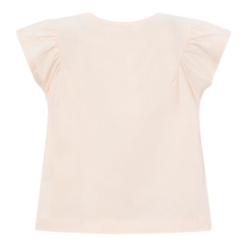 Lichtoranje korte mouw t-shirt met print 3007 - Capuchon Fashion