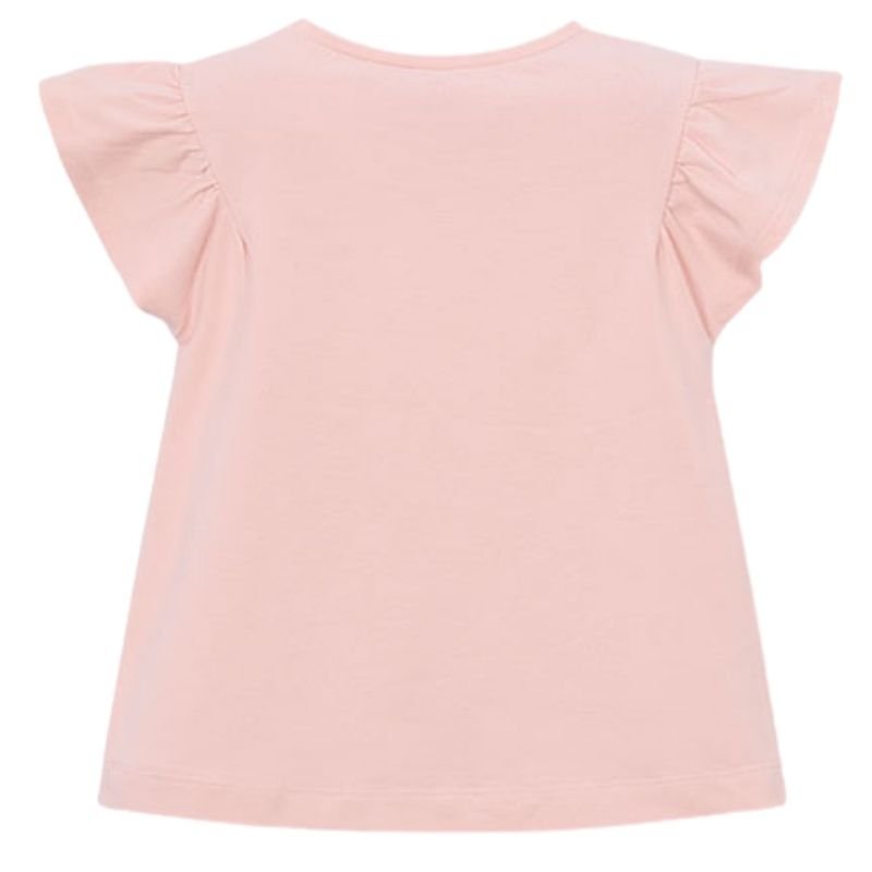 Lichtroze korte mouw t-shirt met print 3007 - Capuchon Fashion