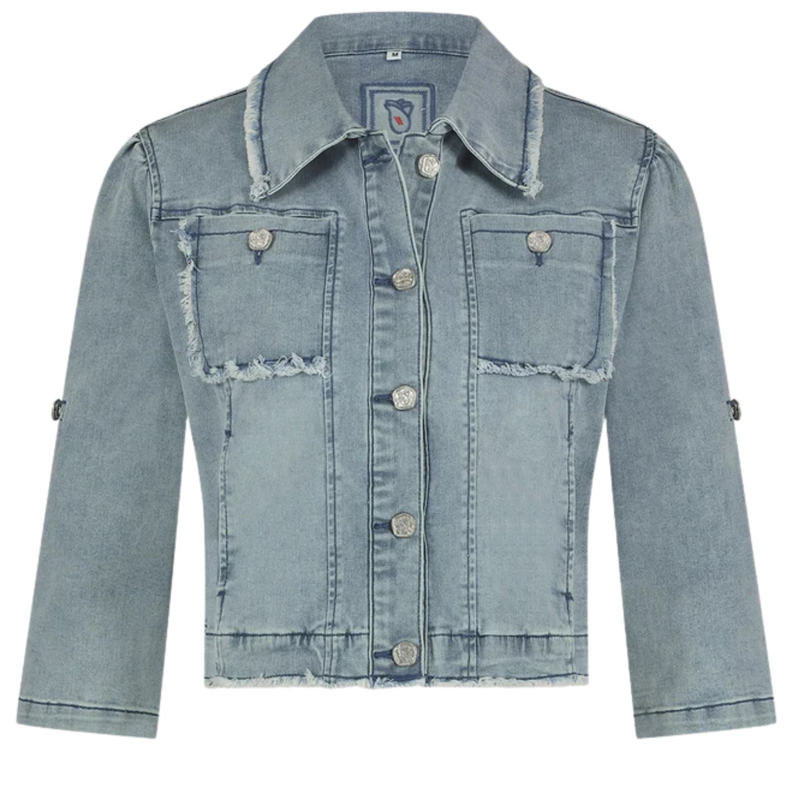 Light Blue denim cropped jacket Zaza - Capuchon Fashion