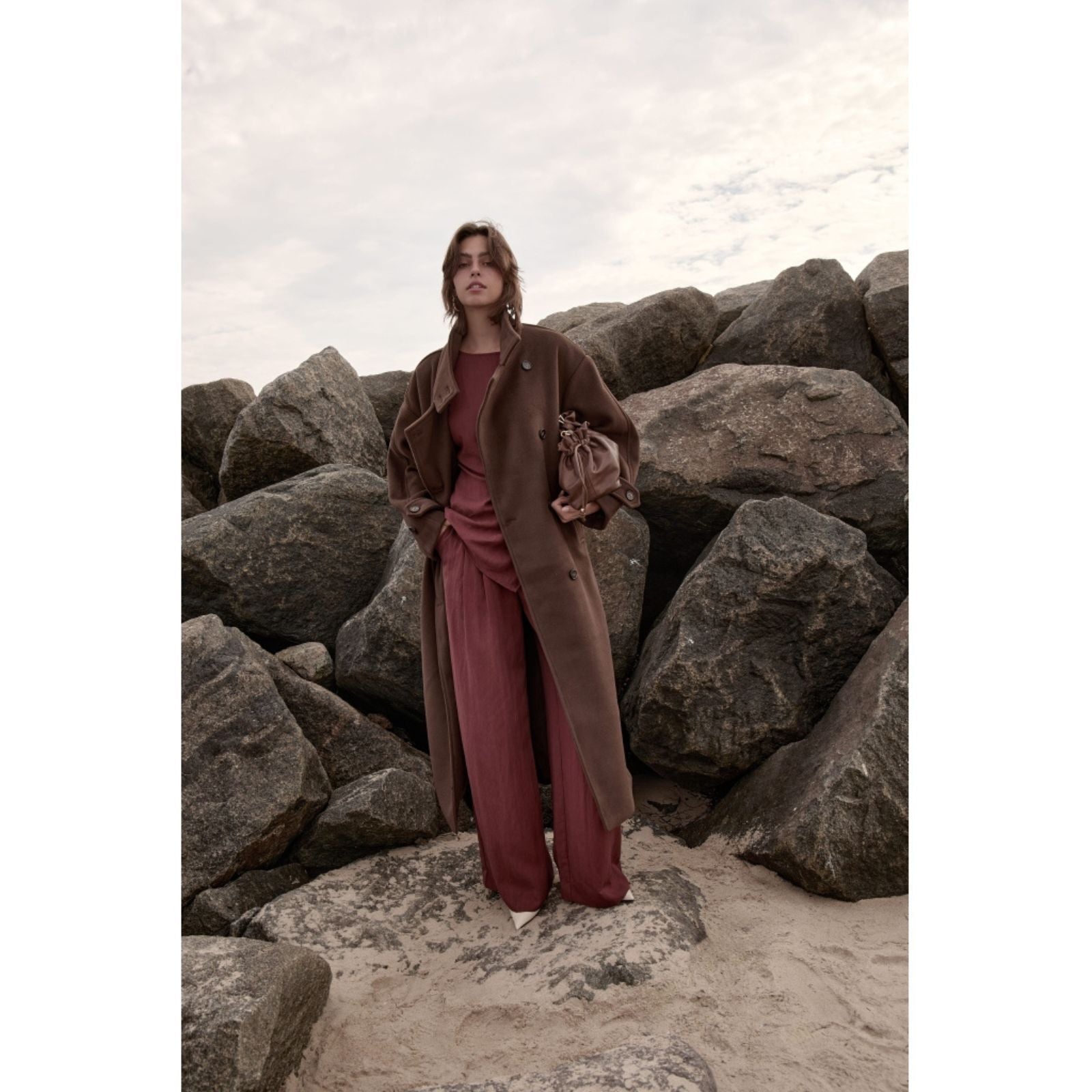 Maroon Red lyocell pantalon Rebecca - Capuchon Fashion