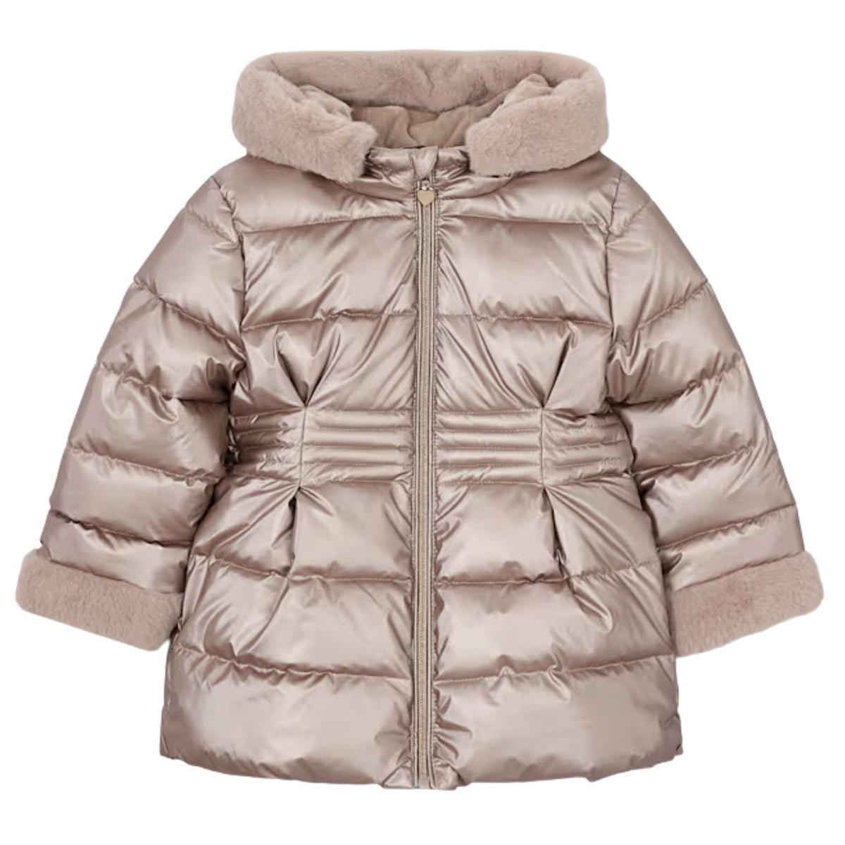 Bruine metallic faux fur puffer jacket 4.422