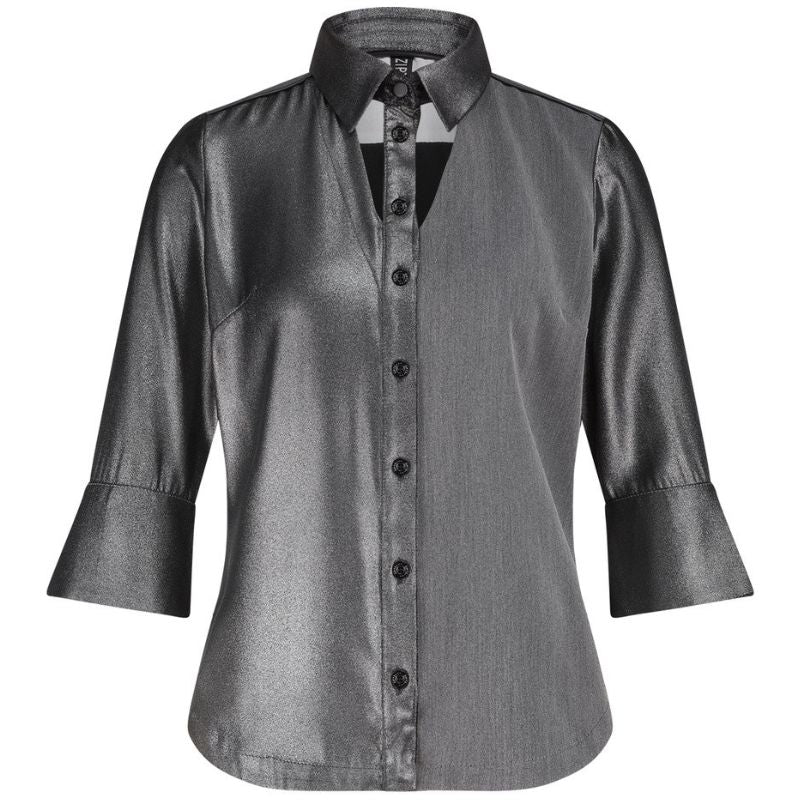 Metallic Darkgrey blouse Cut-Out - Capuchon Fashion