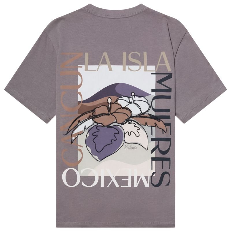 Middengrijs backprint t-shirt Cancun - Capuchon Fashion