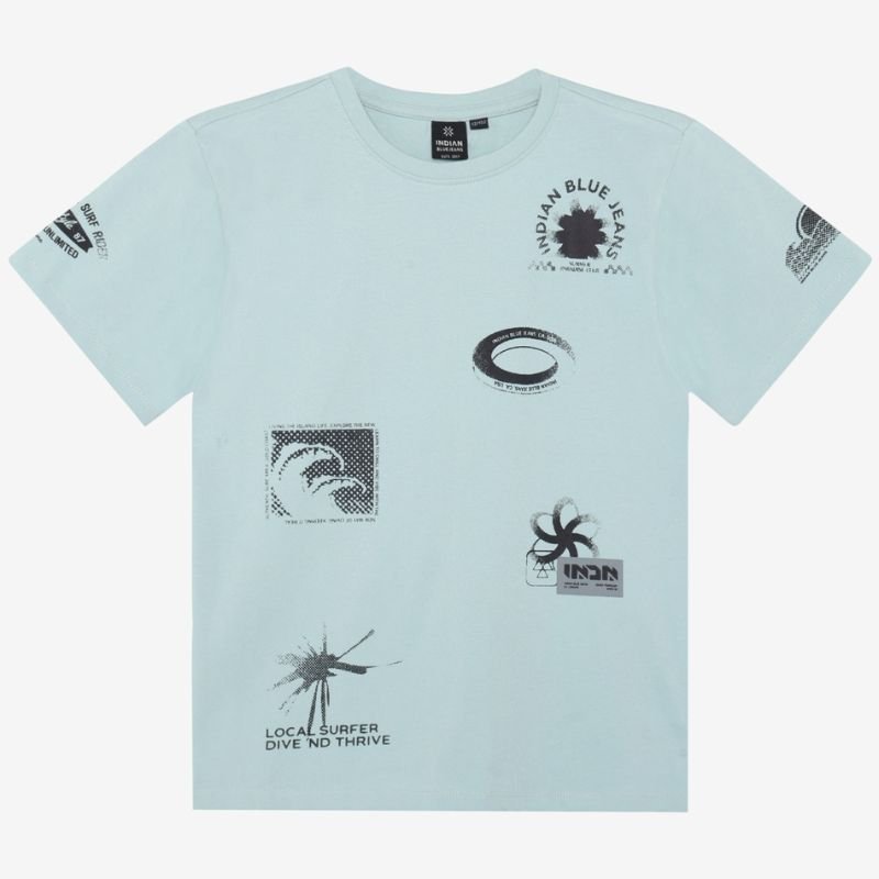 Mintgroen allover geprint t-shirt 960653 - Capuchon Fashion