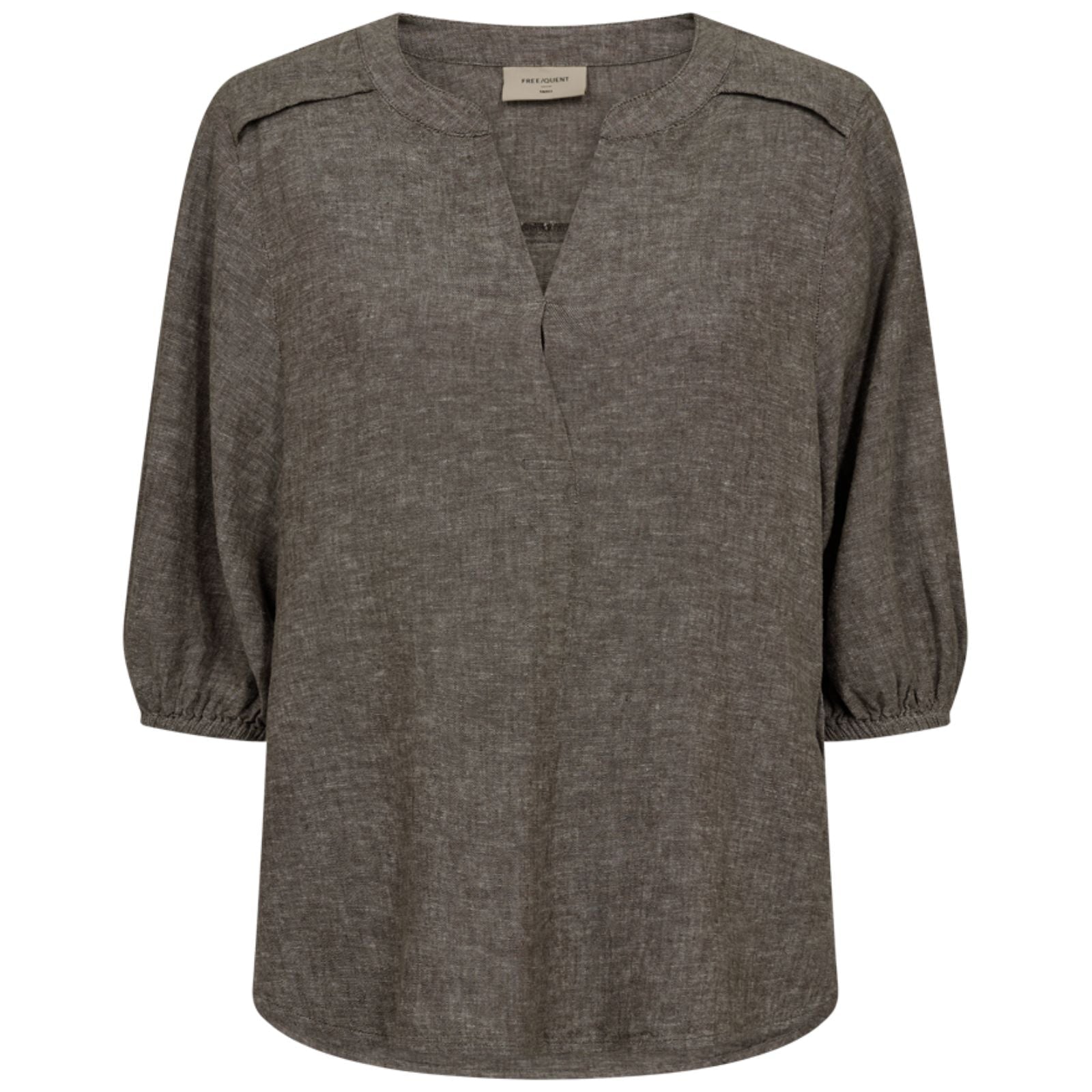 Morel Melange linnen v-hals blouse Lava - Capuchon Fashion