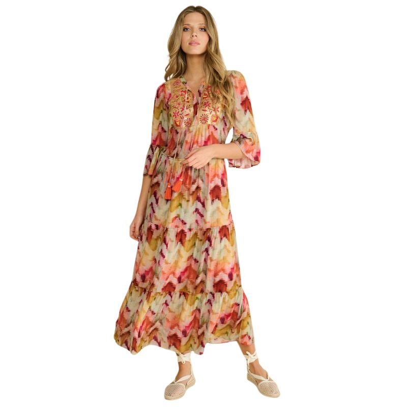 Multicolor geprinte boho jurk A506 - Capuchon Fashion