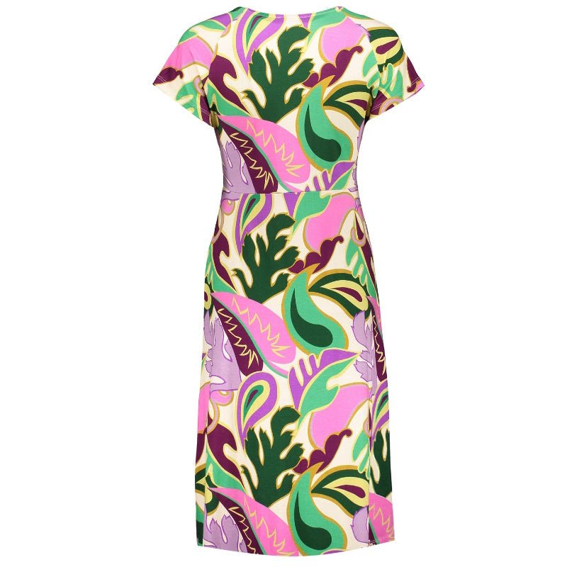 Multicolor geprinte jurk 47137 - Capuchon Fashion