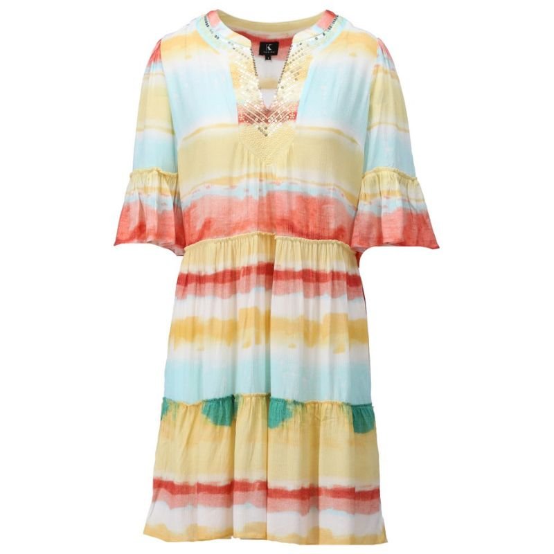 Multicolor geprinte jurk met lovertjes A505 - Capuchon Fashion