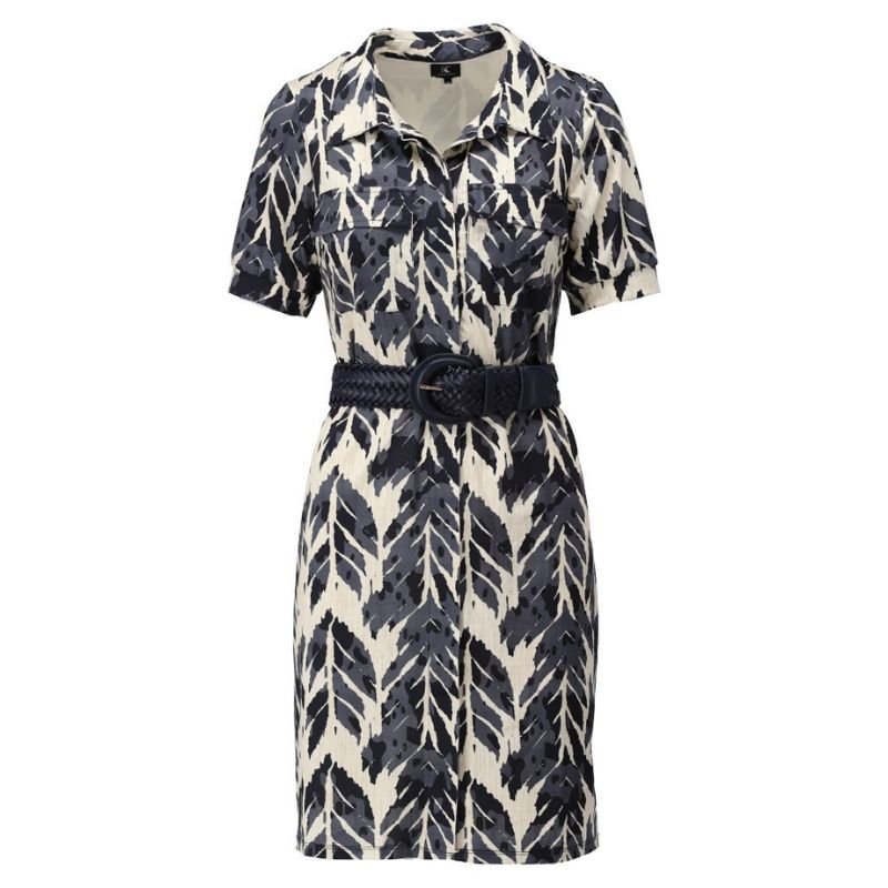 Multicolor geprinte jurk met riem A103 - Capuchon Fashion