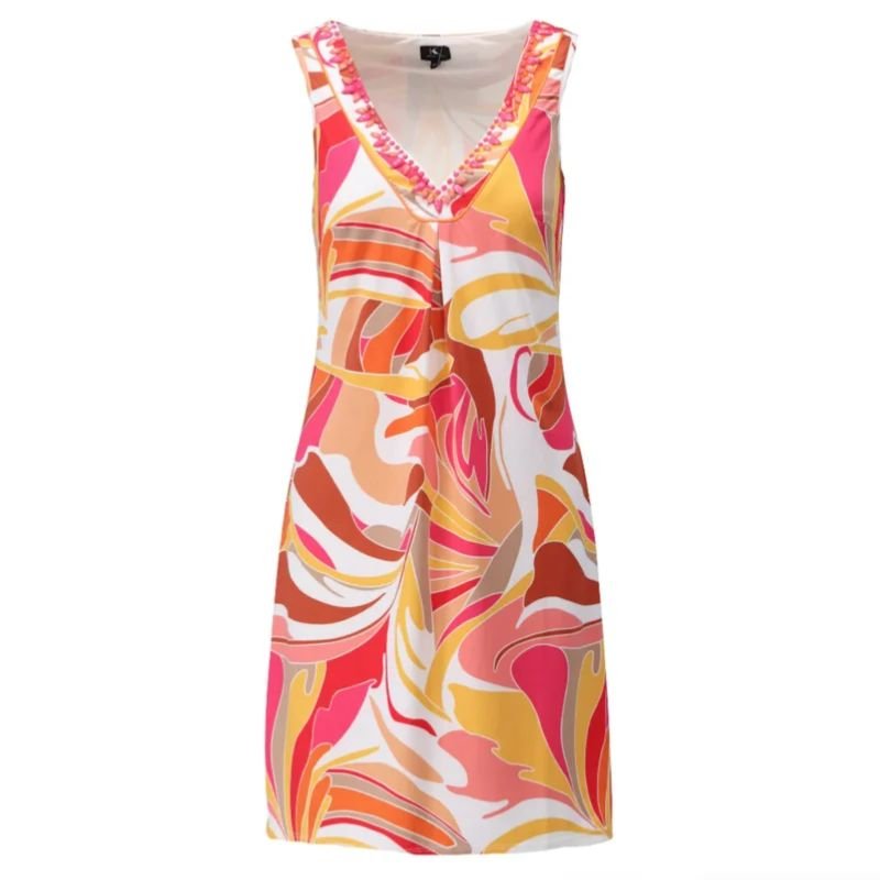 Multicolor geprinte v - hals jurk A300 - Capuchon Fashion