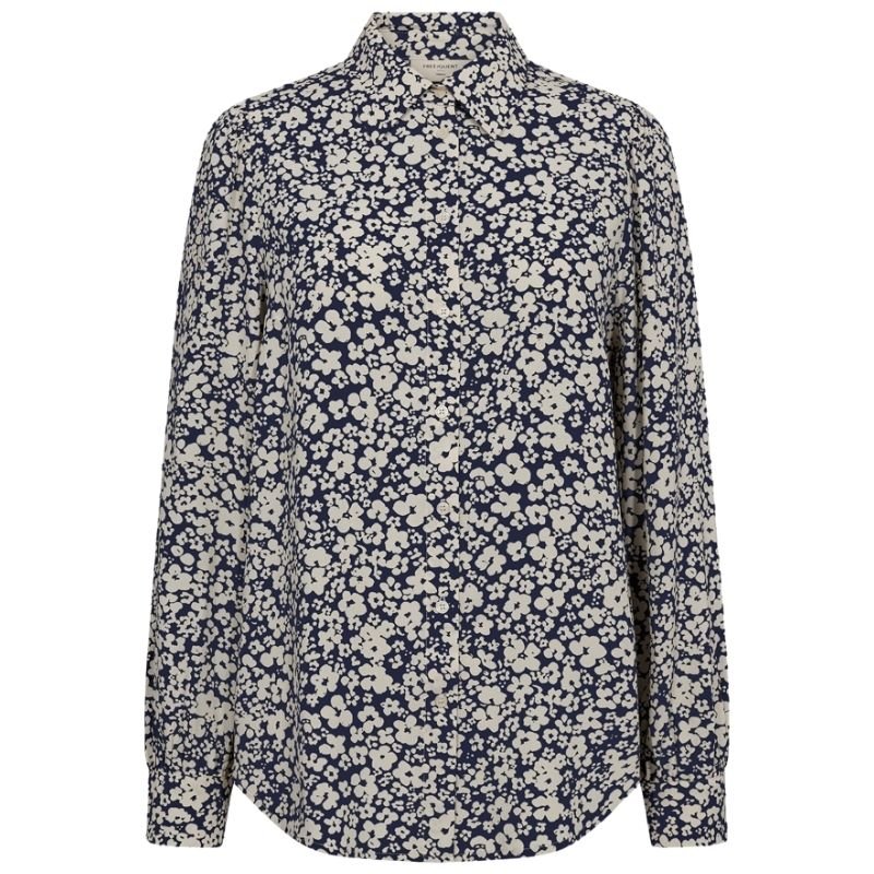 Navy Blazer met moonbeam geprint shirt Adney - Capuchon Fashion
