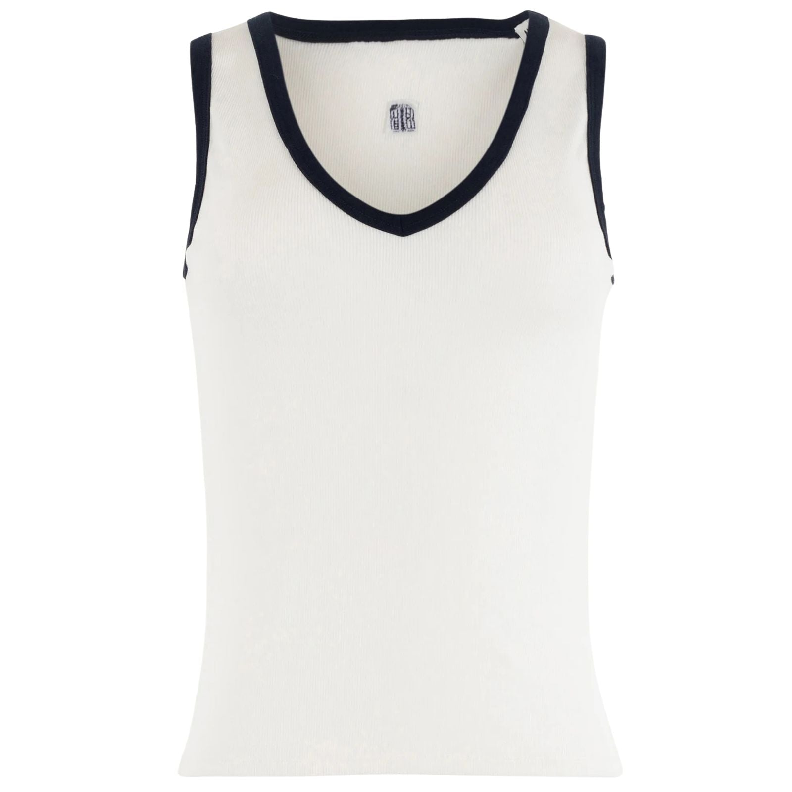 Offwhite Dessin v-hals top Ribby - Capuchon Fashion