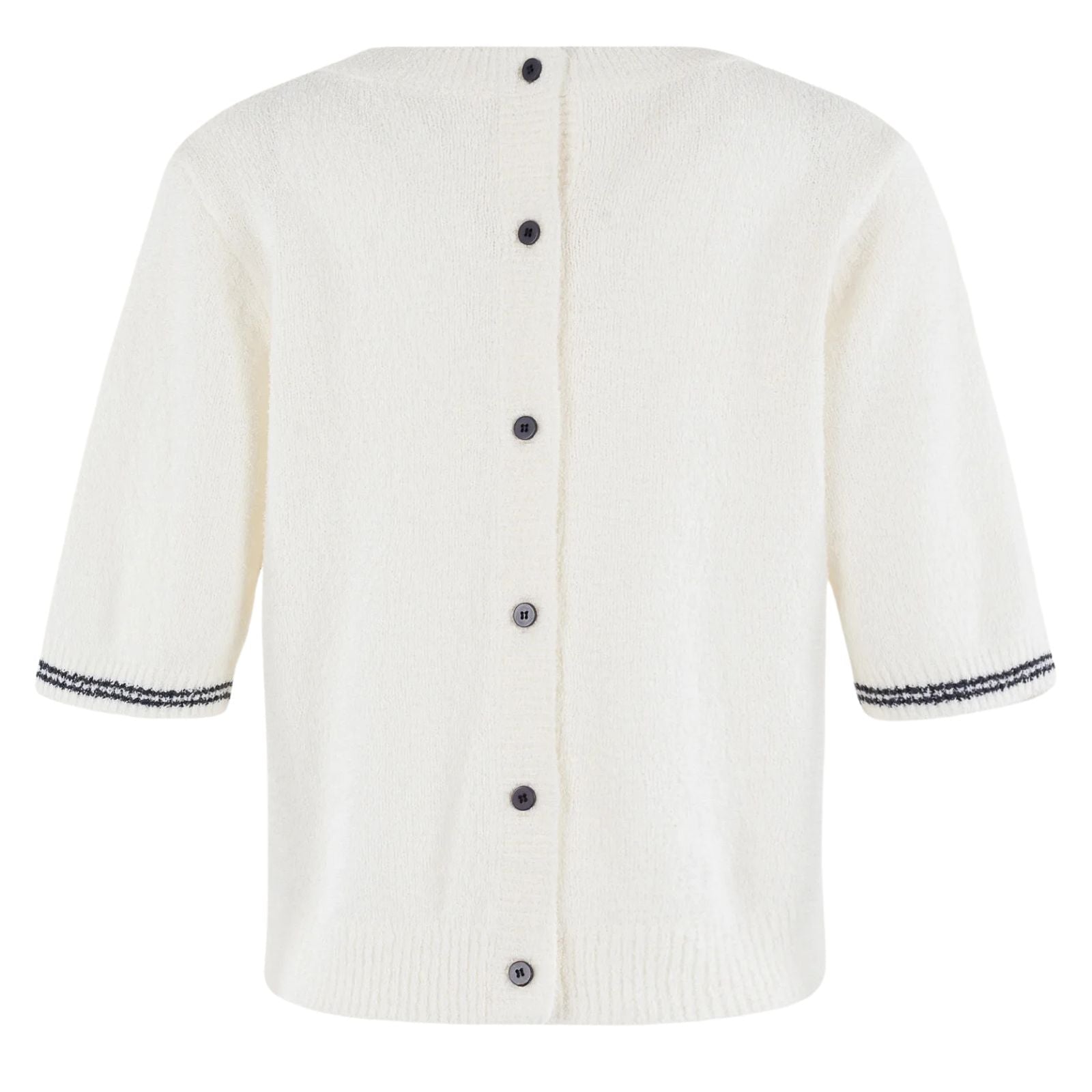 Offwhite met blauwe solid pullover Oleta - Capuchon Fashion