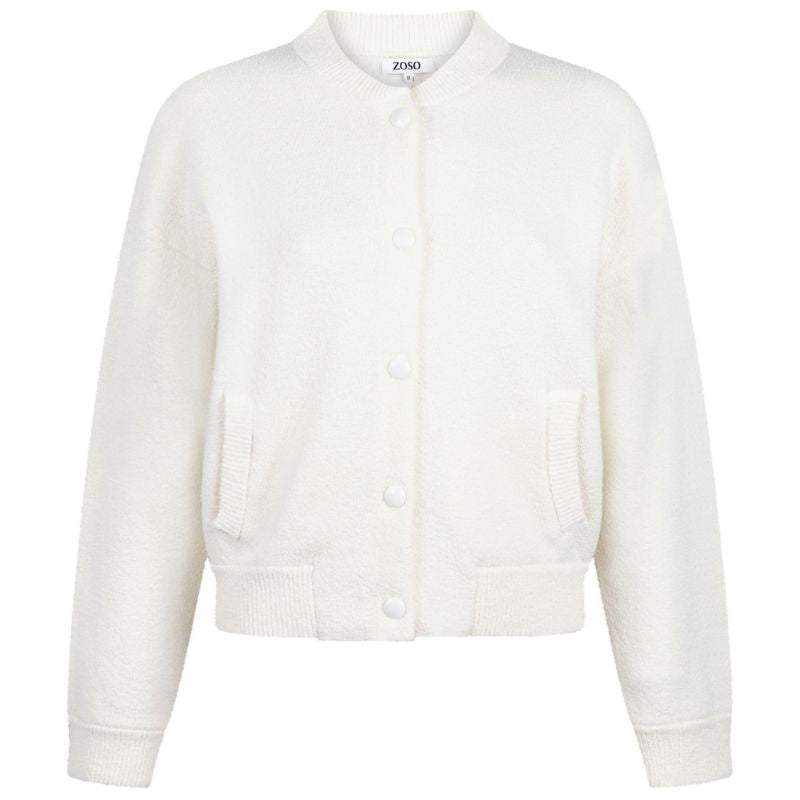 Offwhite ronde hals bomber jacket Angela - Capuchon Fashion