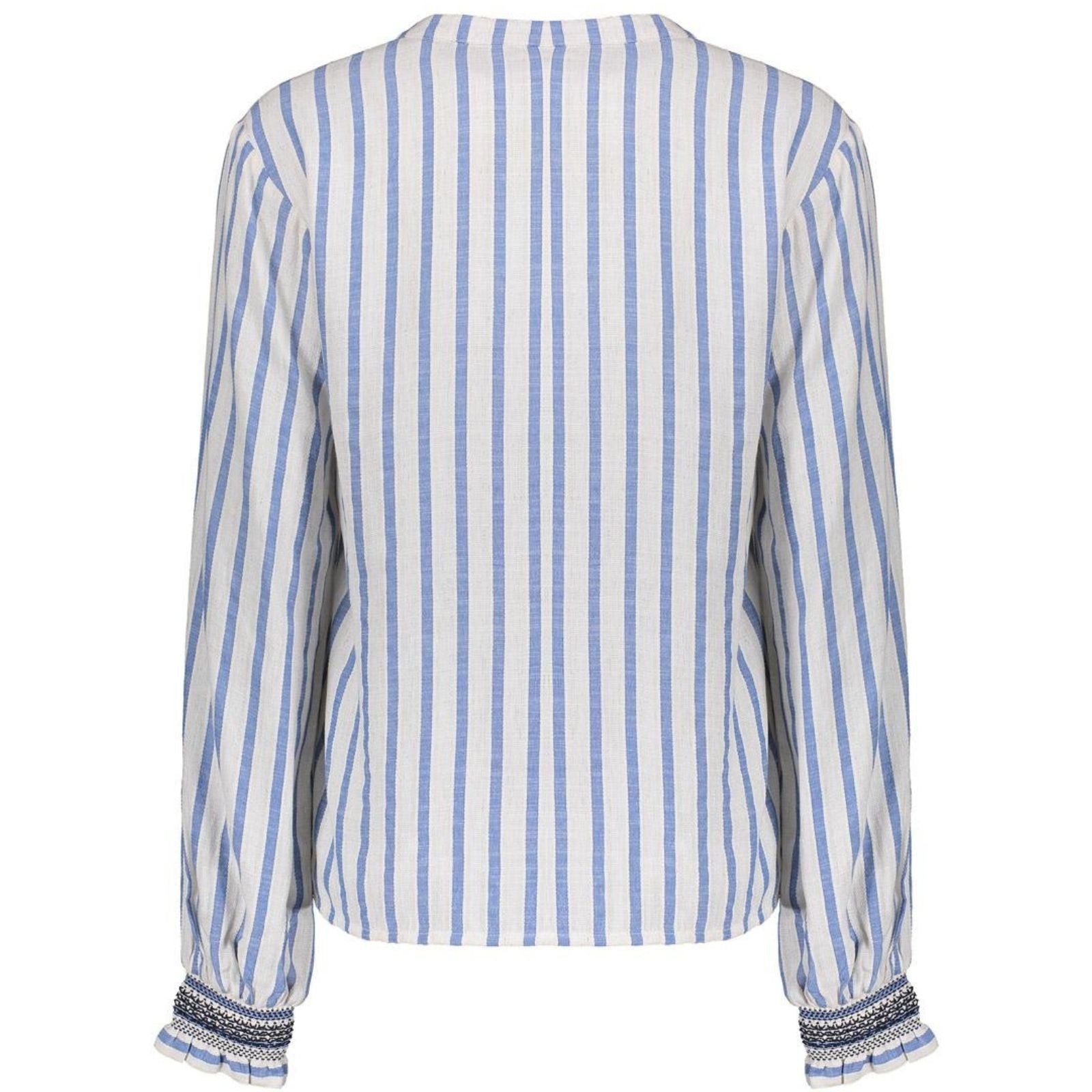 Offwhite striped embroiderd cuffs blouse 63130 - Capuchon Fashion